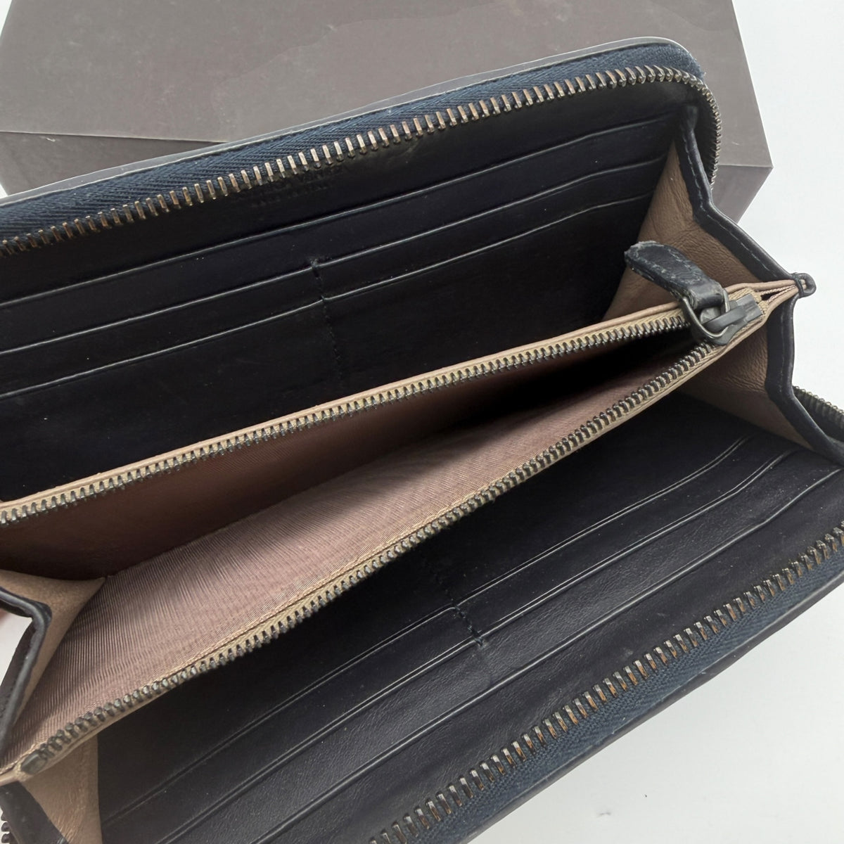 Bottega Veneta black Intrecciato zip-around wallet
