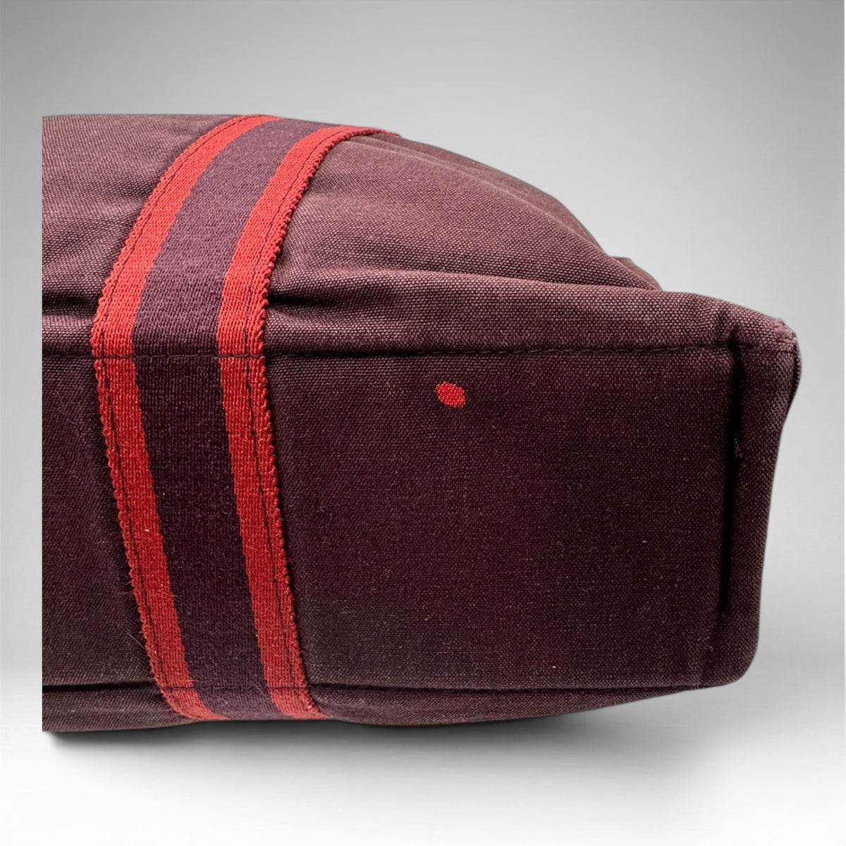 Hermès Fourre Tout Tote – Burgundy Stripe Canvas