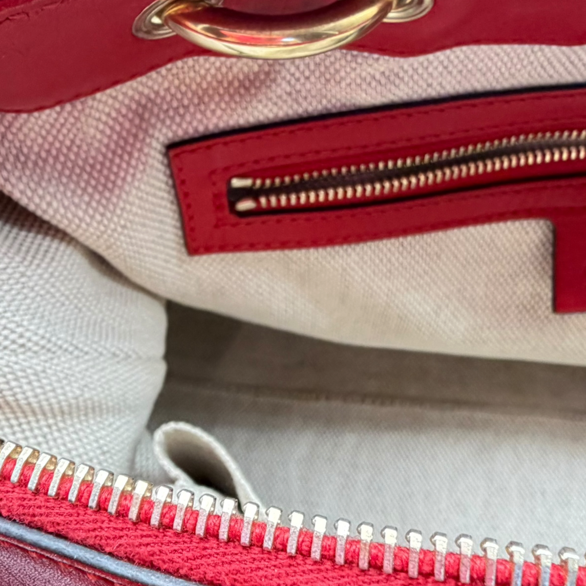 Gucci GG canvas red leather valentine tote