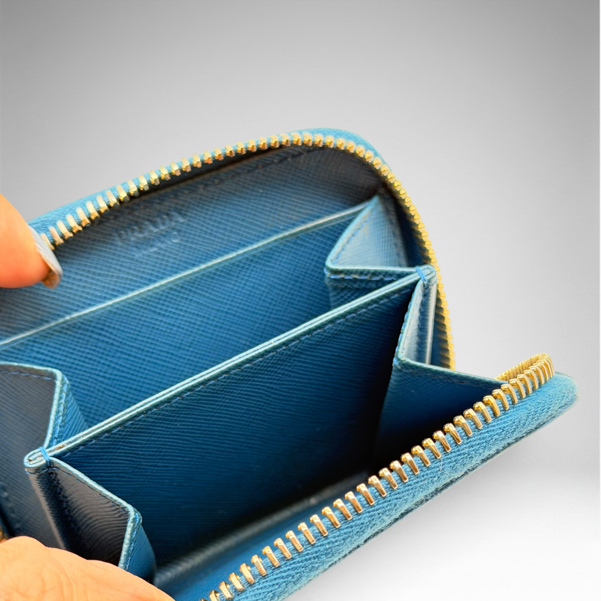 Prada blue coin wallet