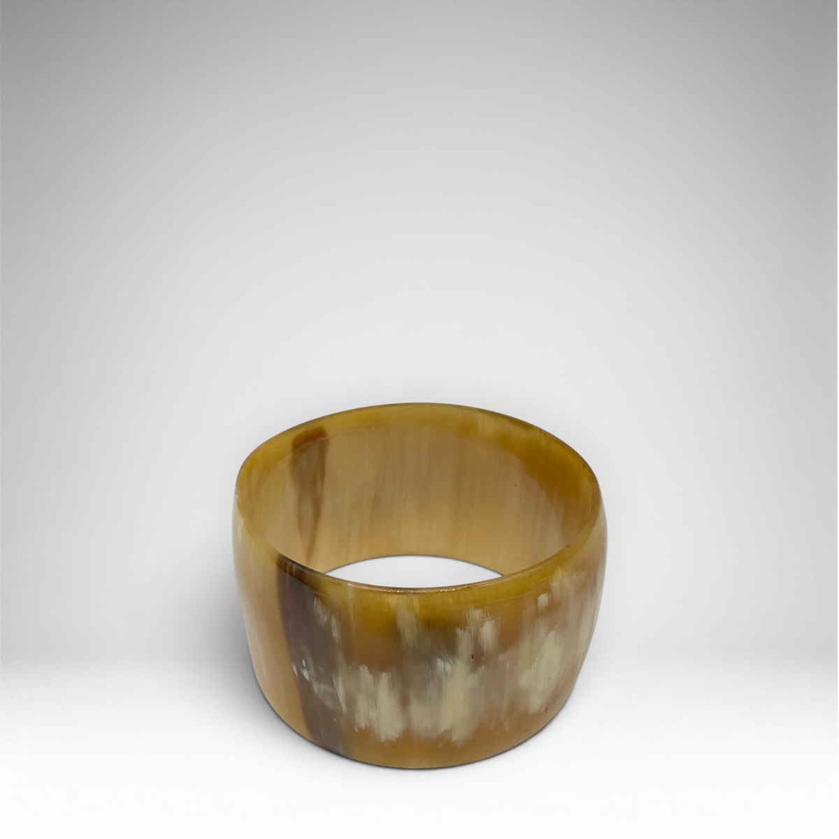 Tommy Bahama wide polished natural horn cuff bracelet with branded drawstring pouch, view 2