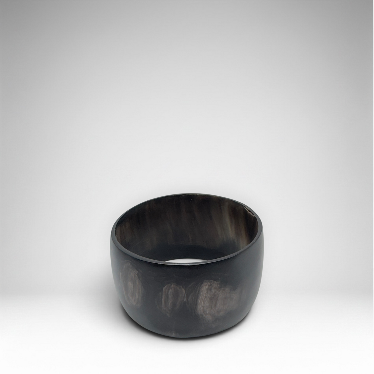 Neiman Marcus wide black buffalo horn cuff bracelet with drawstring pouch, view 3