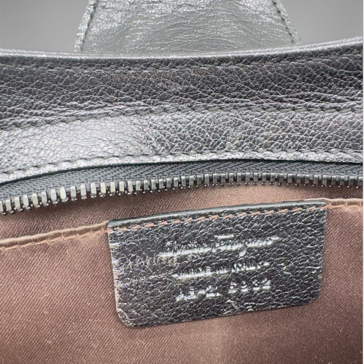 Salvatore Ferragamo metallic silver pleated evening bag with crystal Gancini hardware and chain strap, view 10