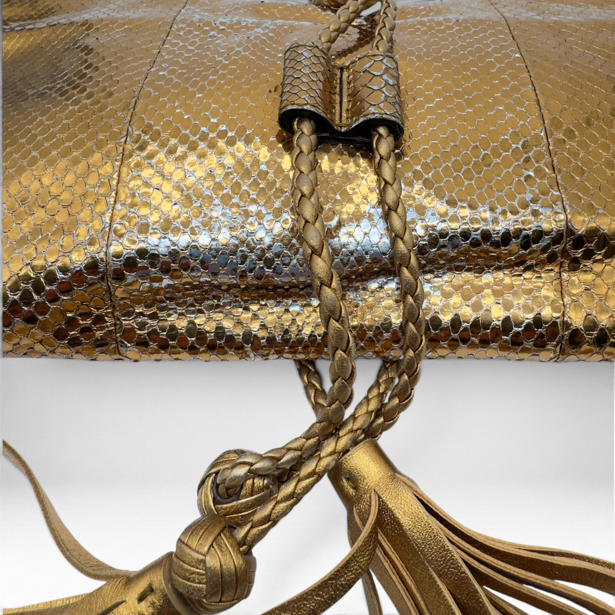 Gucci snakeskin gold clutch