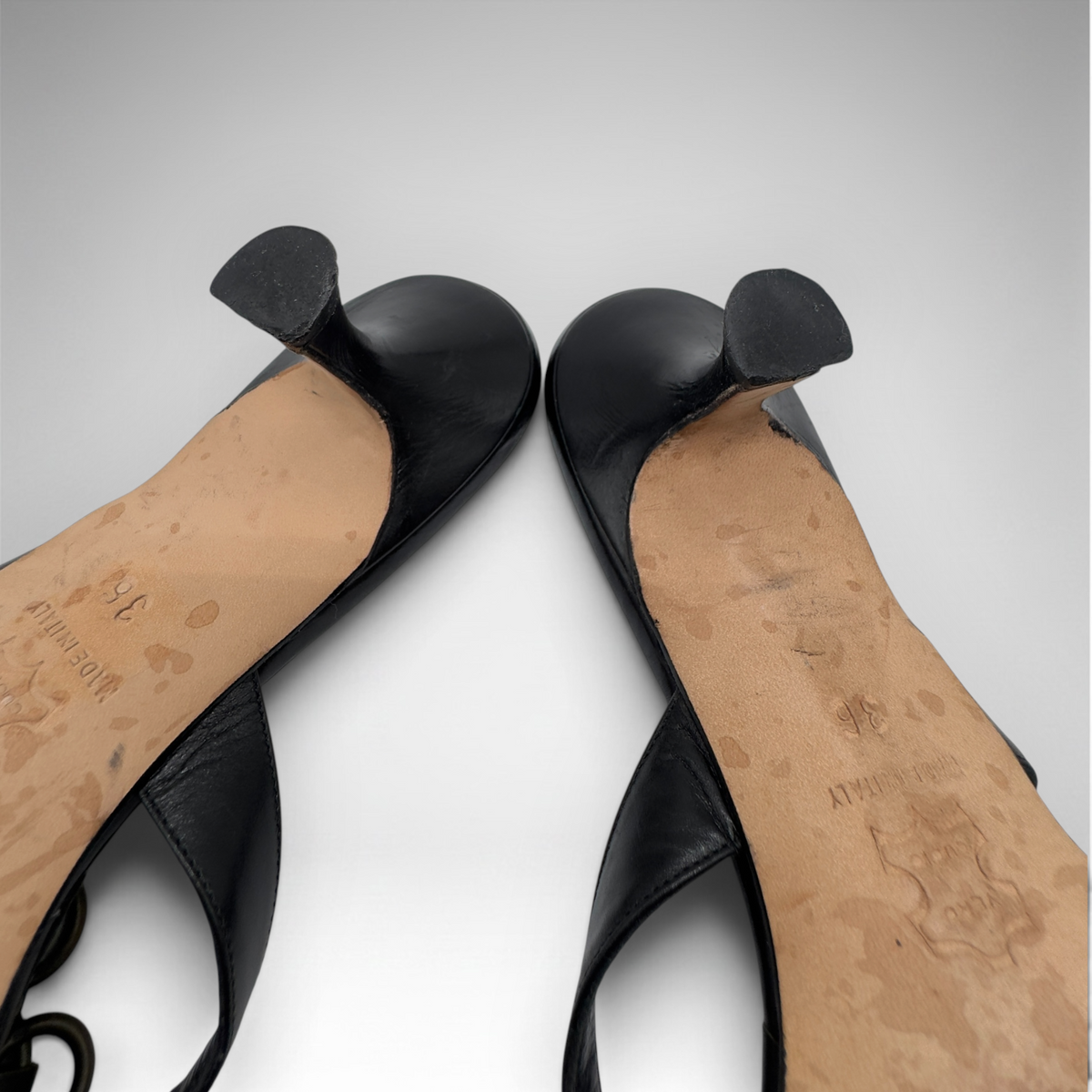 Manolo black chain sandals