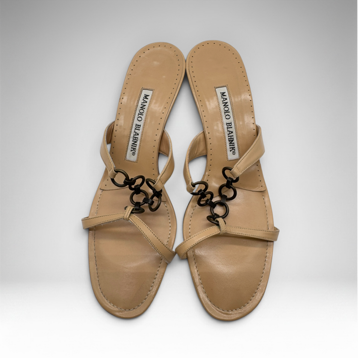 Manolo nude chain sandals