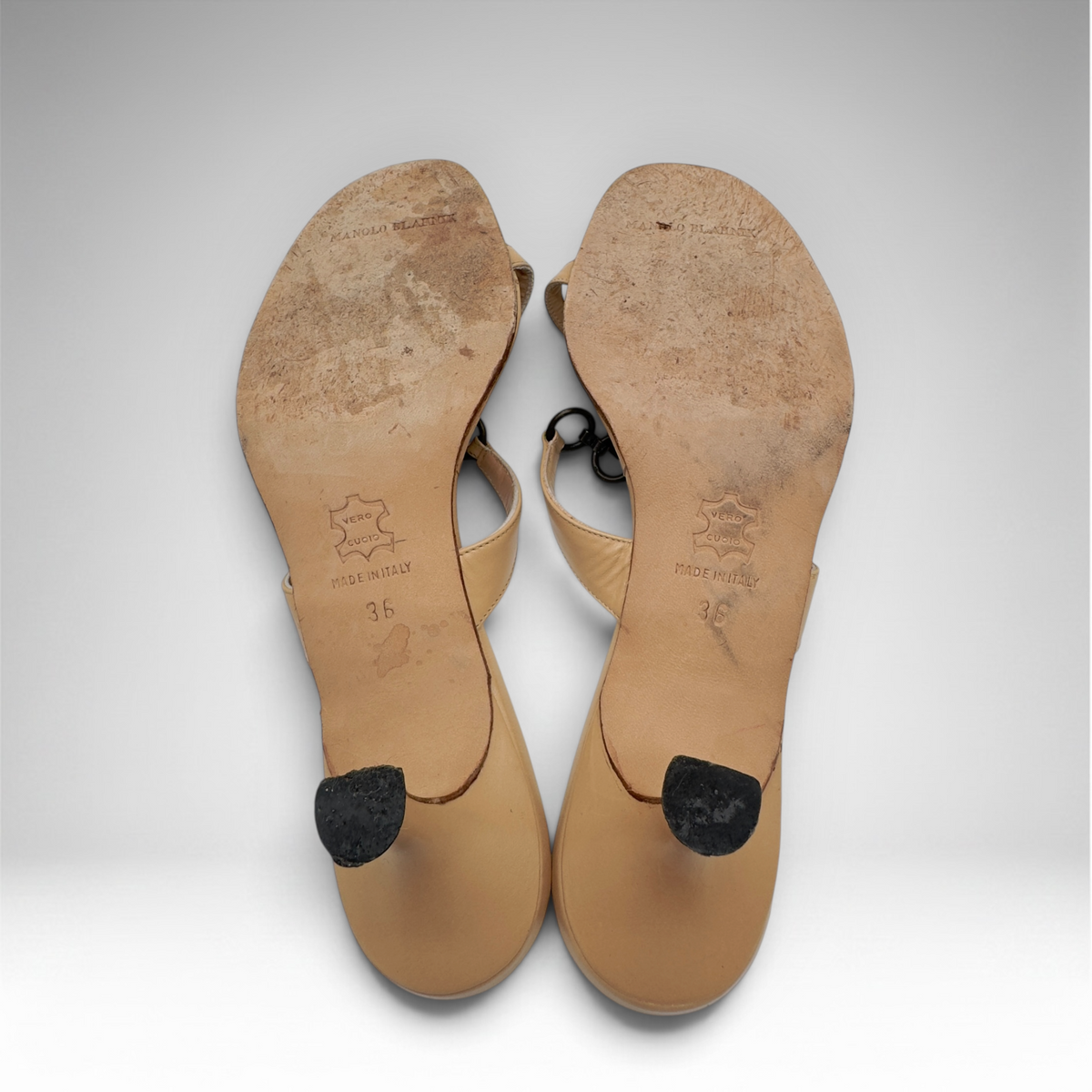 Manolo nude chain sandals