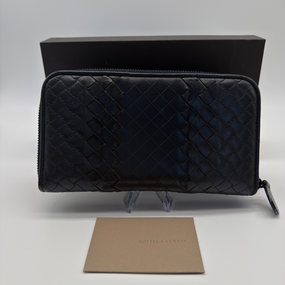 Bottega Veneta black Intrecciato zip-around wallet