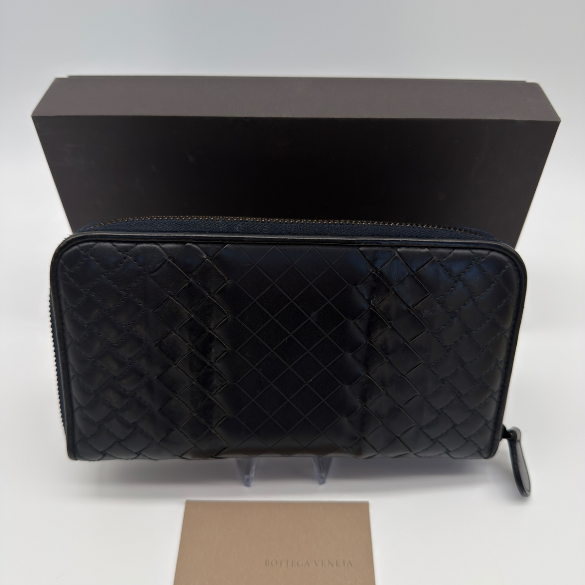Bottega Veneta black Intrecciato zip-around wallet