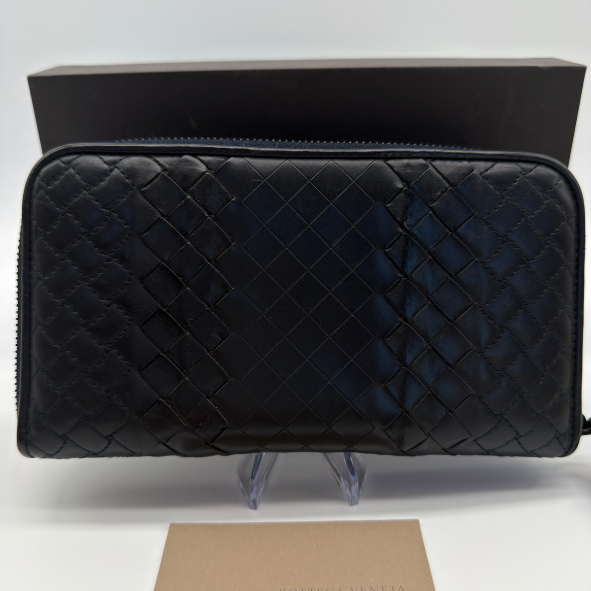 Bottega Veneta black Intrecciato zip-around wallet