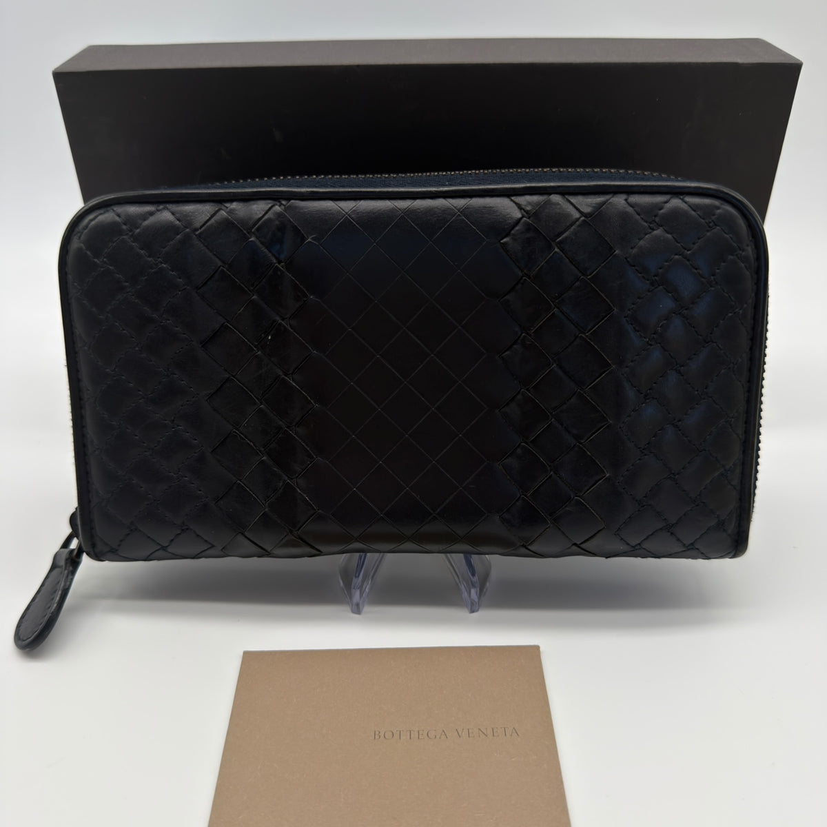 Bottega Veneta black Intrecciato zip-around wallet