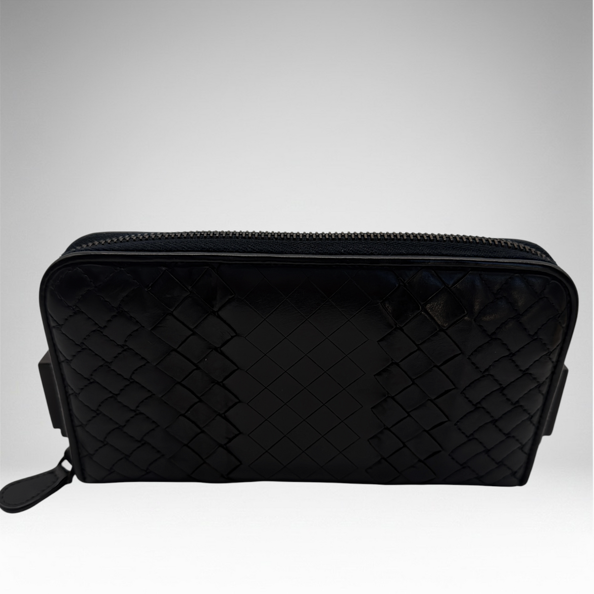 Bottega Veneta black Intrecciato zip-around wallet
