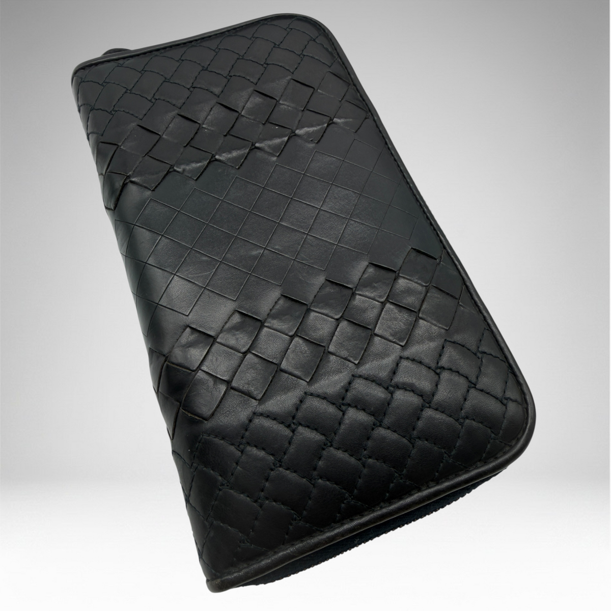 Bottega Veneta black Intrecciato zip-around wallet