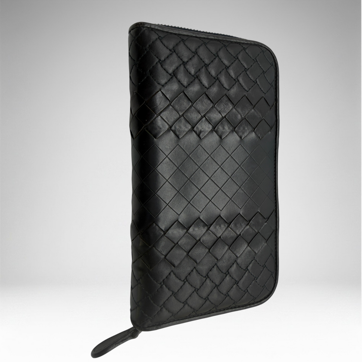 Bottega Veneta black Intrecciato zip-around wallet