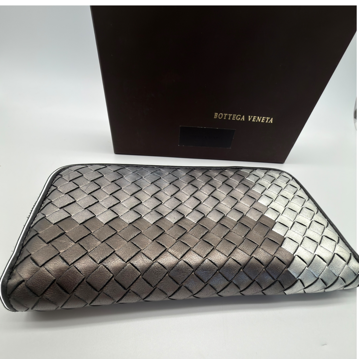 Bottega Veneta silver gray wallet