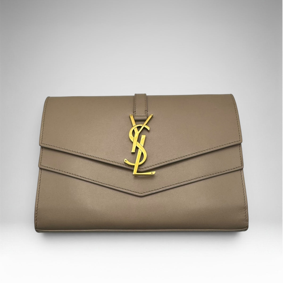 Saint Laurent YSL Envelope Chain Wallet WOC – Taupe