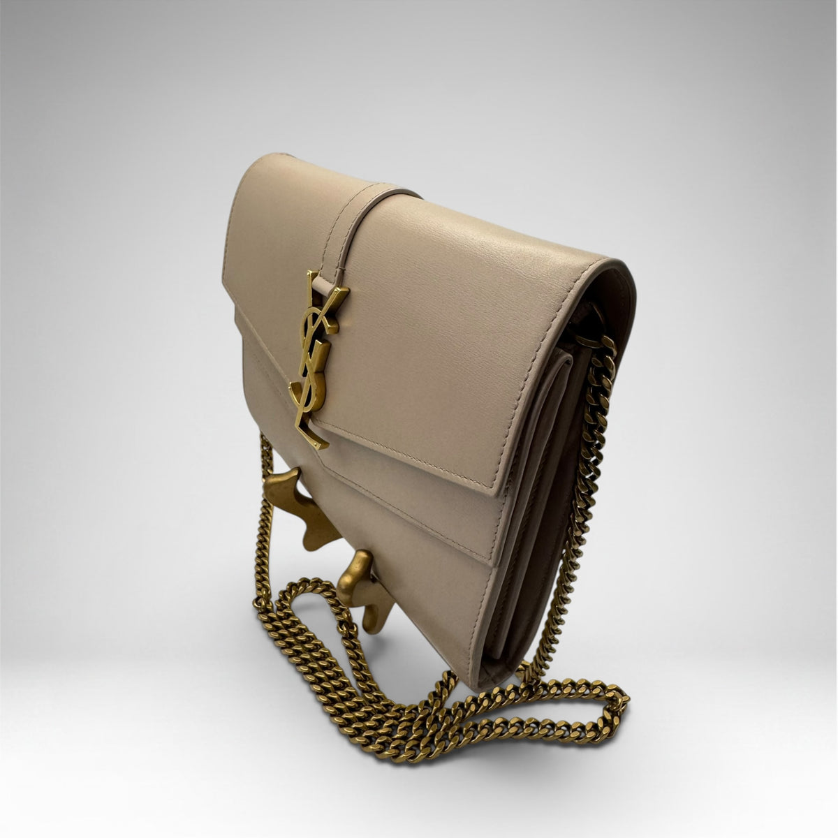 Saint Laurent YSL Envelope Chain Wallet WOC – Taupe
