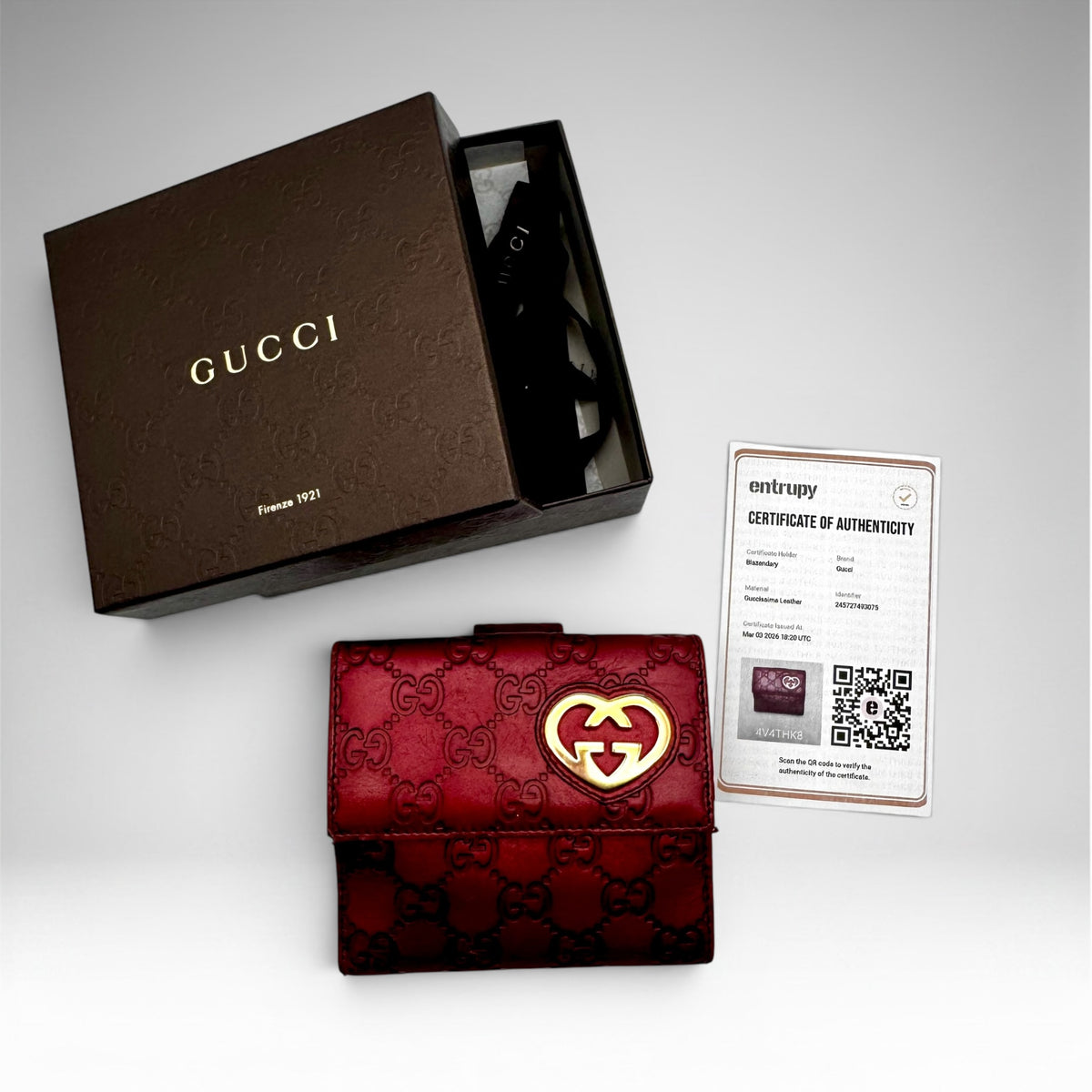 Gucci Lovely Heart Guccissima Wallet – Red