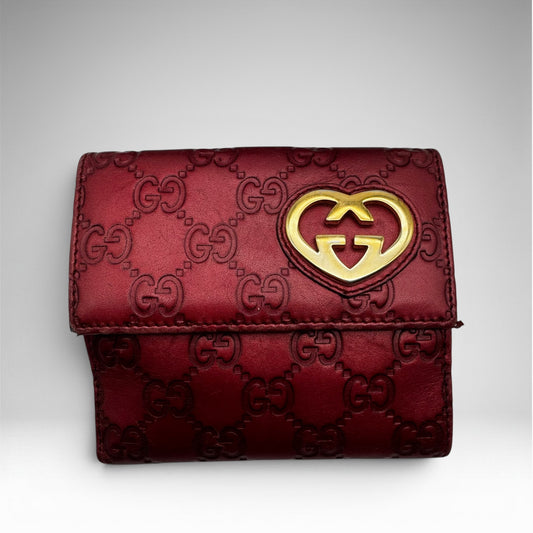 Gucci Lovely Heart Guccissima Wallet – Red