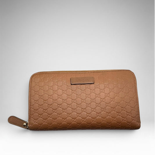 Gucci Microguccissima Zip Around Wallet – Camel