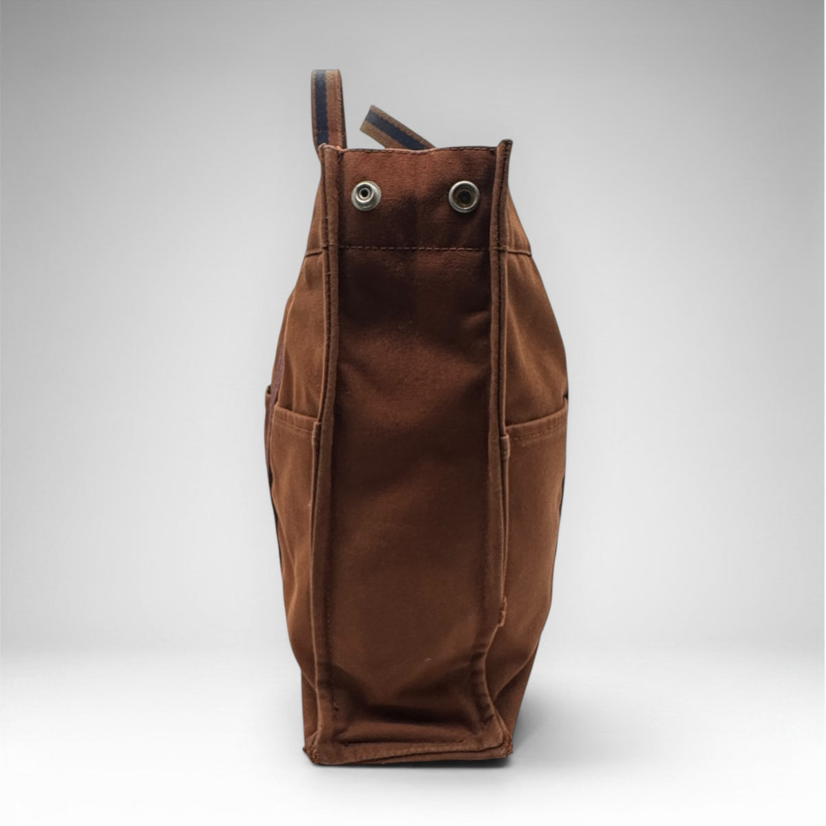 Hermès Fourre Tout MM chocolate brown and navy canvas tote, view 5
