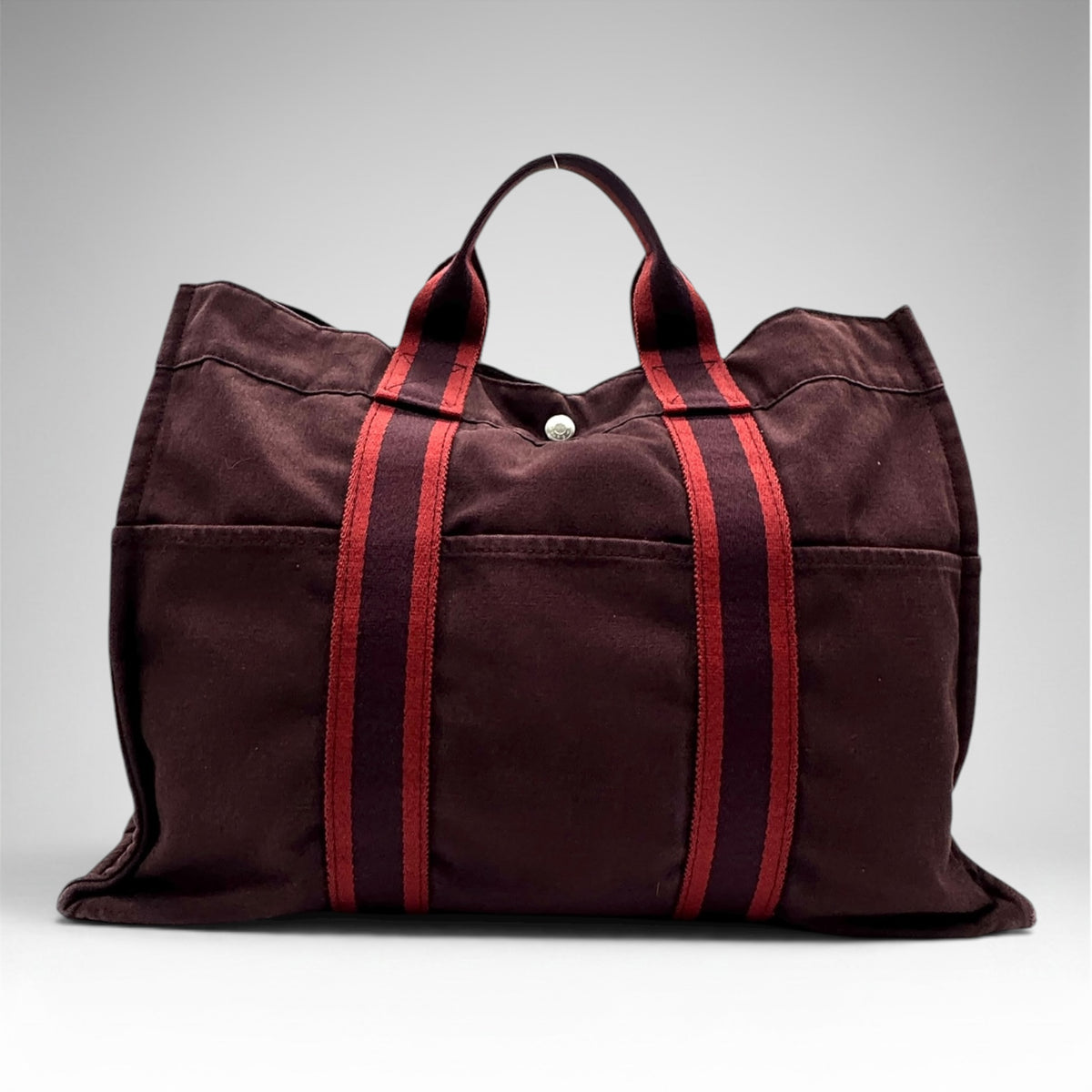 Hermès Fourre Tout Tote – Burgundy Stripe Canvas
