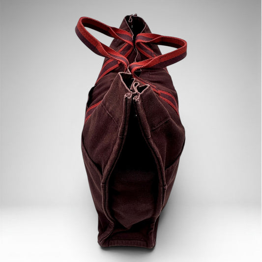 Hermès Fourre Tout Tote – Burgundy Stripe Canvas