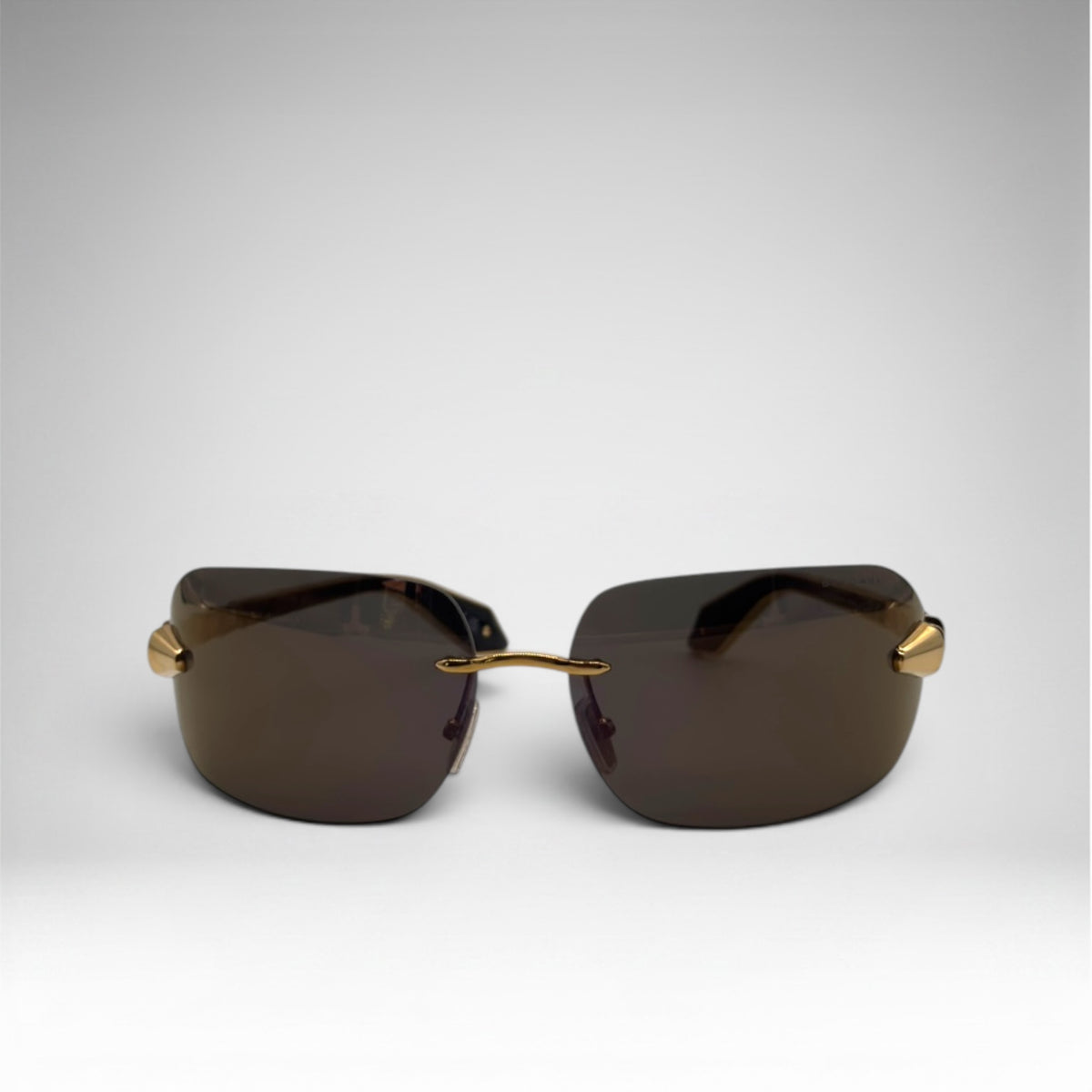 Bvlgari Serpenti Rimless Sunglasses – Gold / Brown