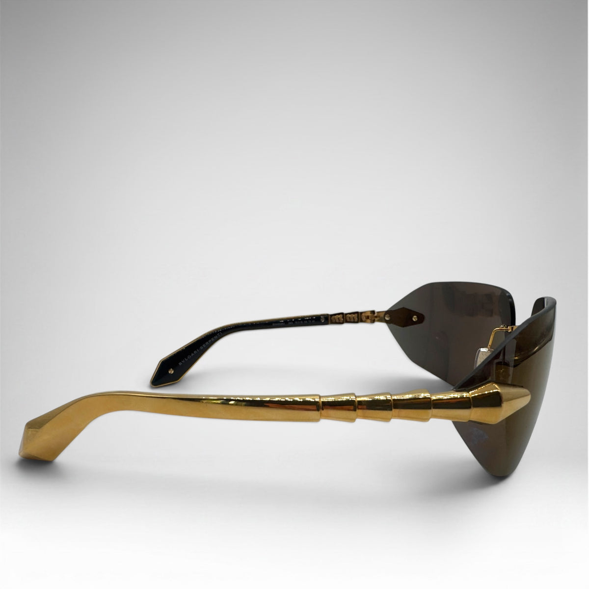 Bvlgari Serpenti Rimless Sunglasses – Gold / Brown