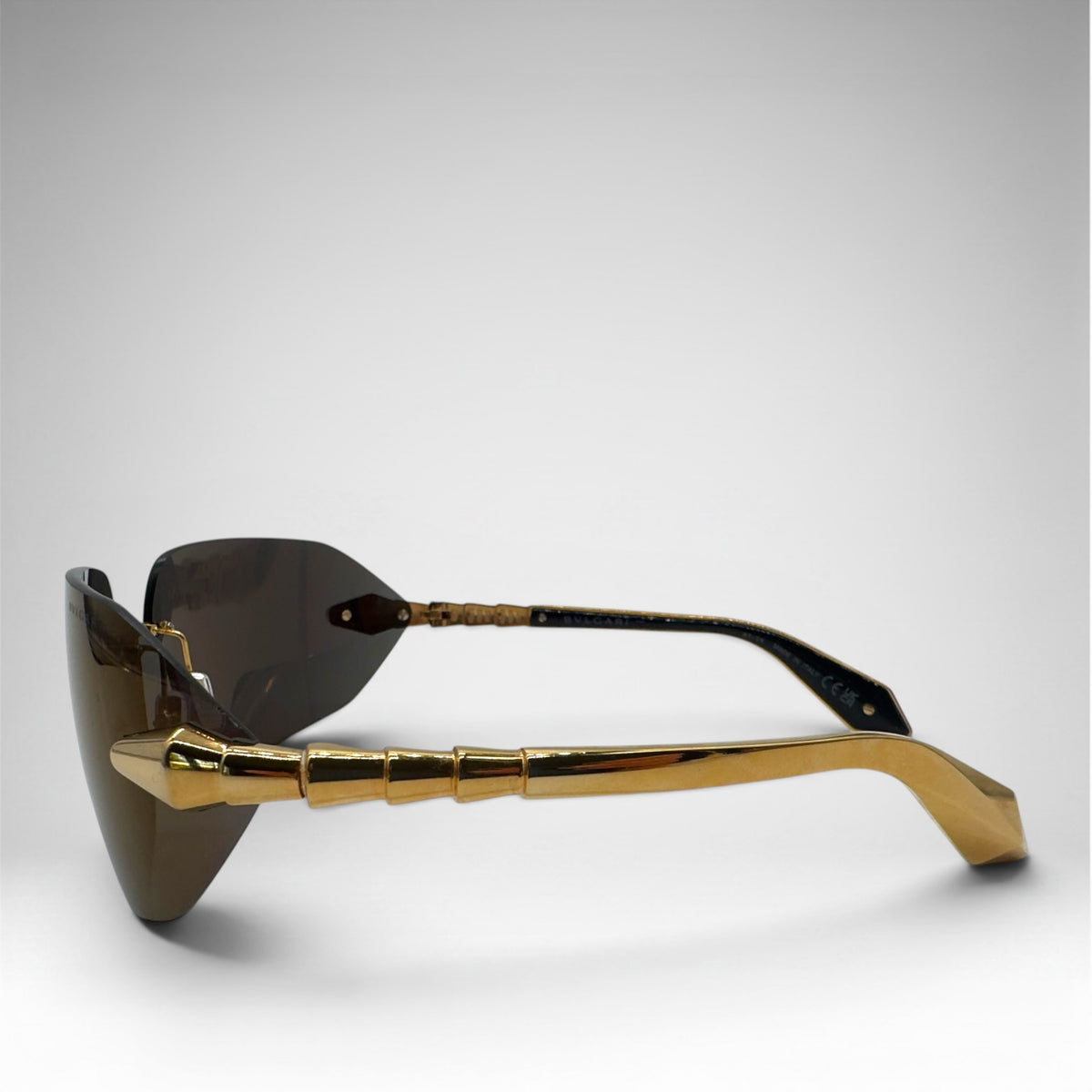 Bvlgari Serpenti Rimless Sunglasses – Gold / Brown