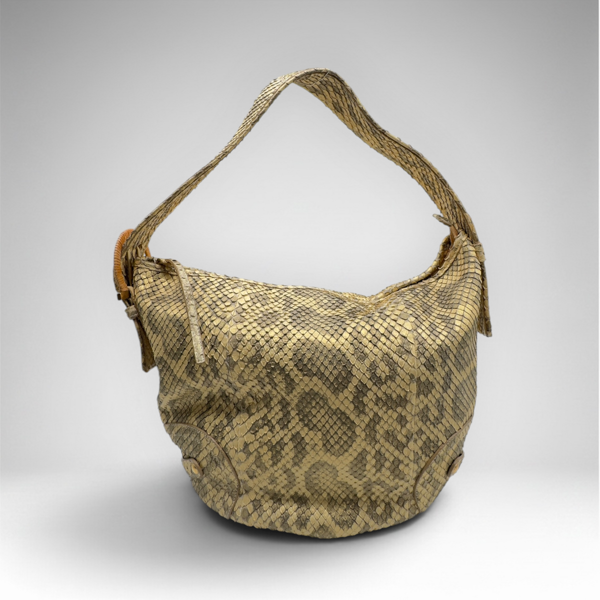 Salvatore Ferragamo | Snakeskin Hobo Shoulder Bag | Natural Beige