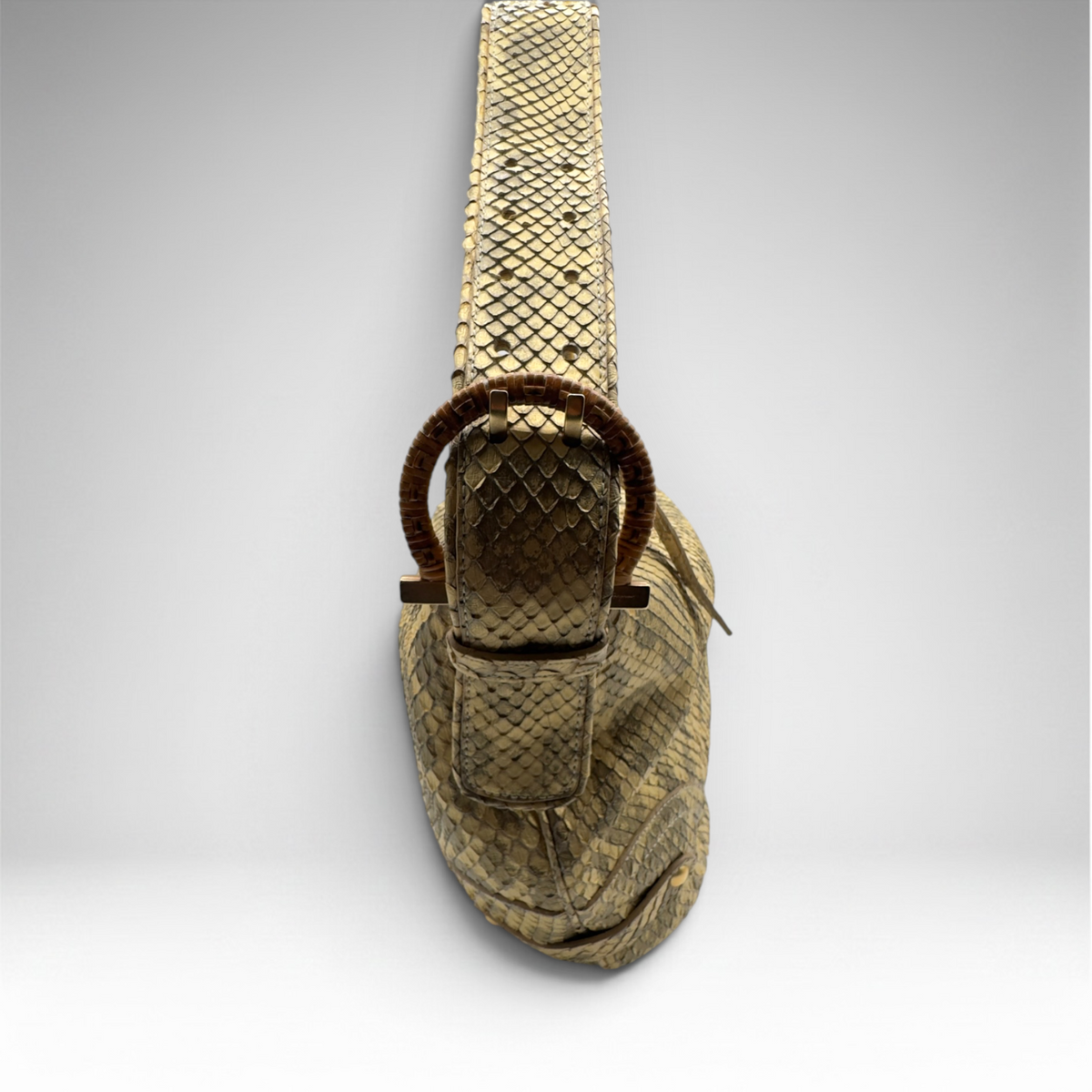 Salvatore Ferragamo | Snakeskin Hobo Shoulder Bag | Natural Beige